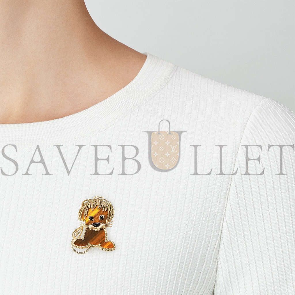 VAN CLEEF ARPELS LUCKY ANIMALS LION CLIP - YELLOW GOLD, ONYX, TIGER EYE VCARP2AQ00 VAN CLEEF ARPELS LUCKY ANIMALS LION CLIP - YELLOW GOLD, ONYX, TIGER EYE VCARP2AQ00